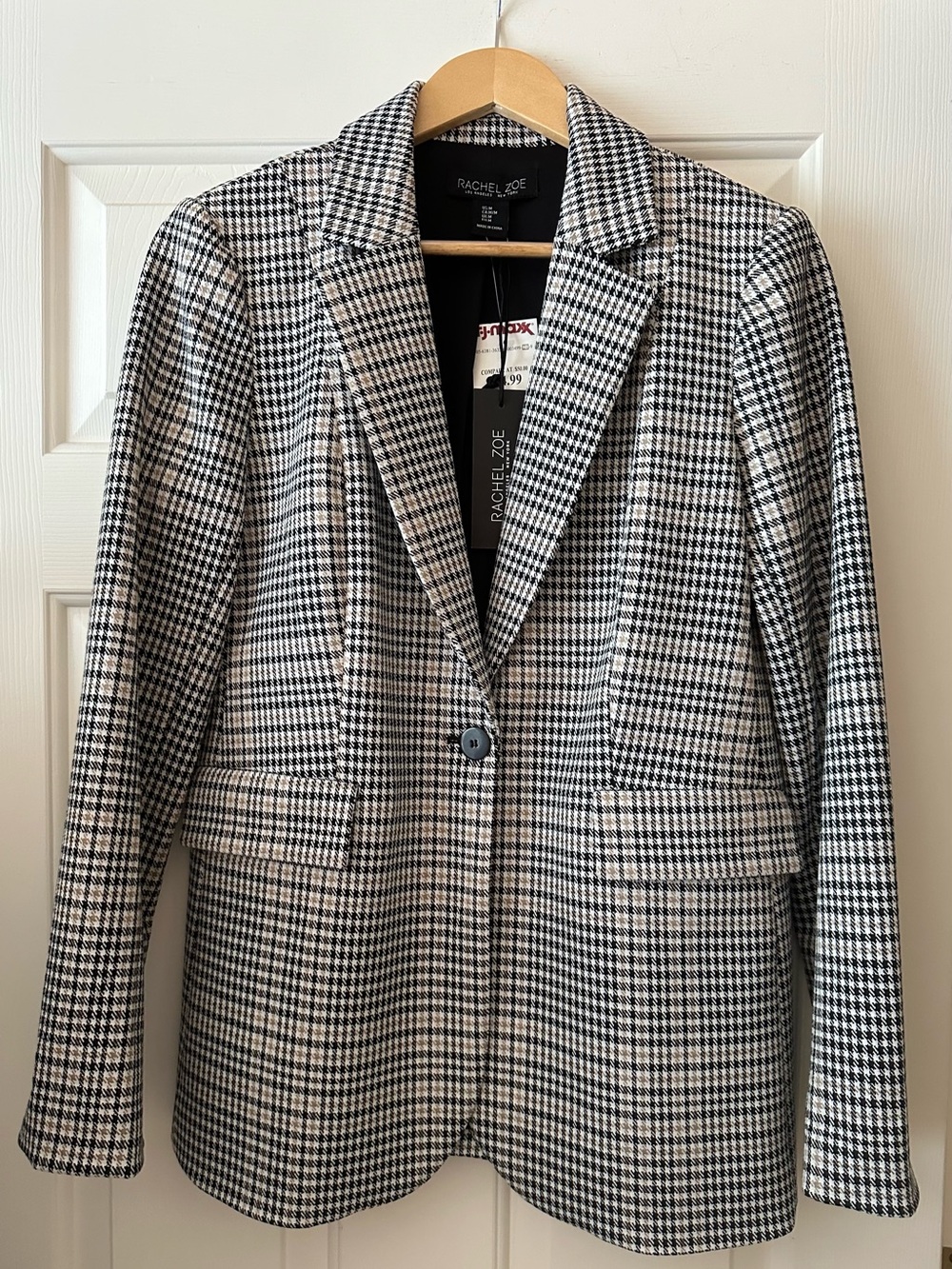 NWT Rachel Zoe Black & White Houndstooth Blazer- Medium